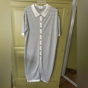 Things between. Black striped long knit dress. Sz L